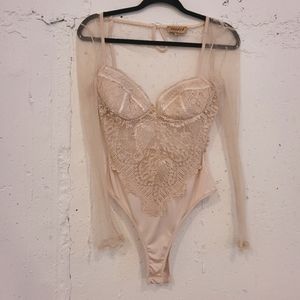 Nude Sheer Bodysuit Top!